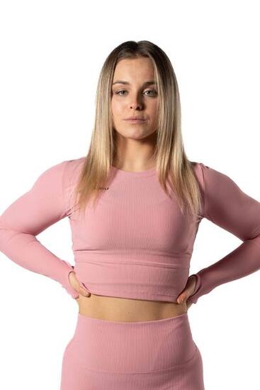 Top Fitness à Manches Longues Côtelées v2 Rose
