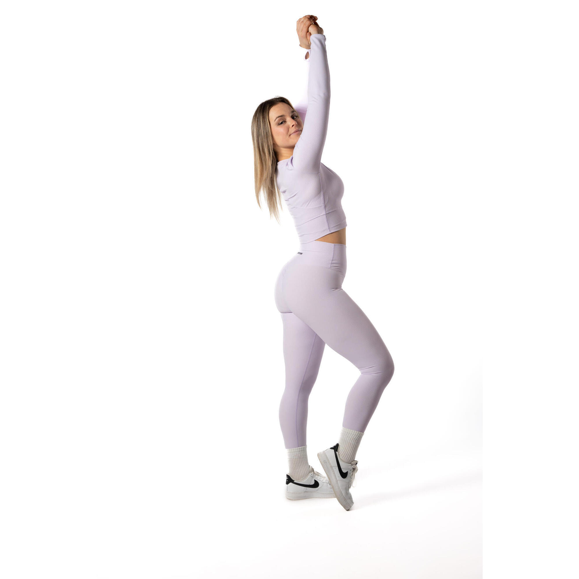 Geribbelde v2 Long Sleeve Crop Top voor Ftiness Lavendel 4/5