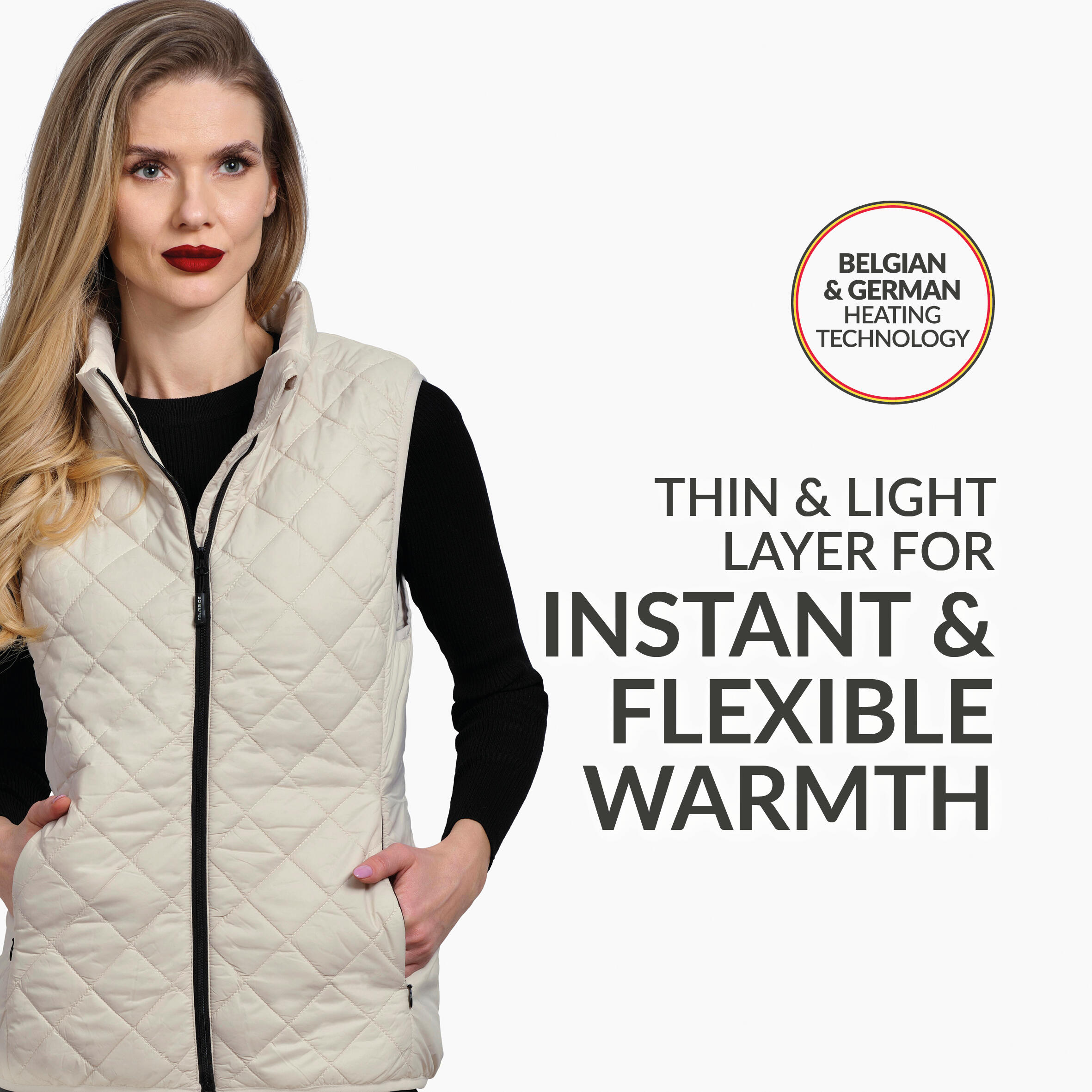 Verwarmde mouwloze vest - Slim Fit - Vrouwen - Super power technologie - taupe 3/7