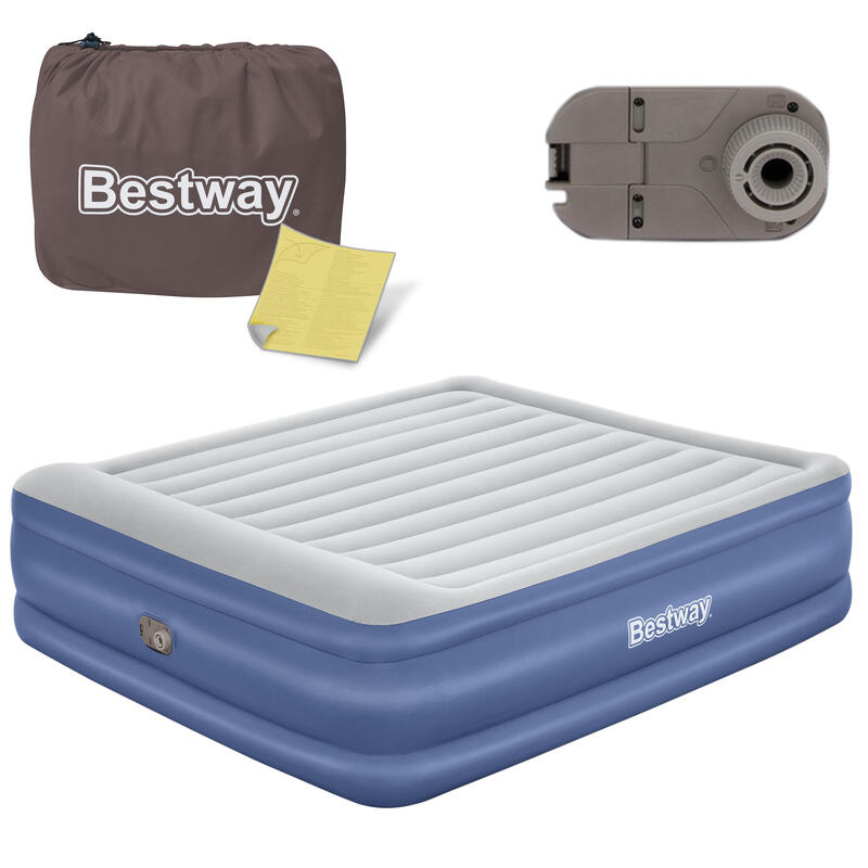 Colchón Hinchable Senderismo Con Bomba Integrada Bestway 203x193x56 Cm, gris