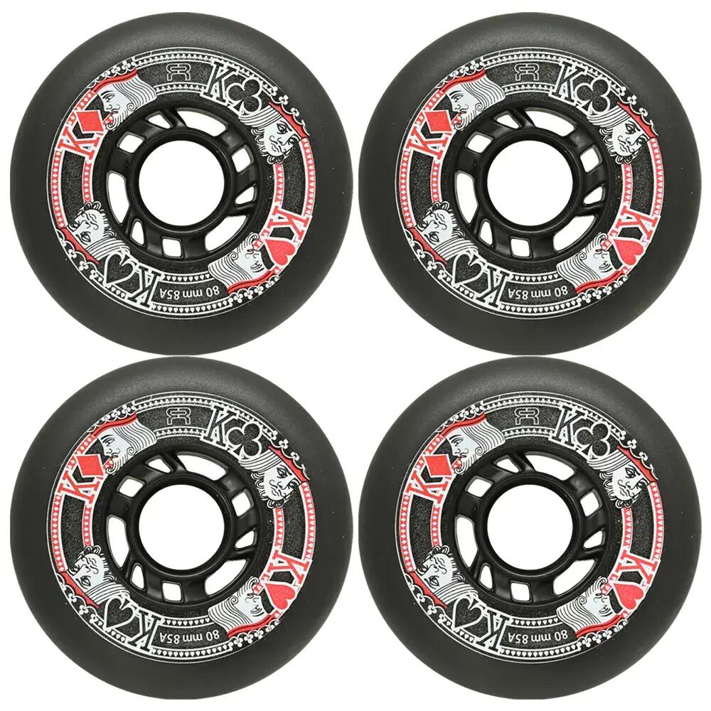 FR STREET KINGS INLINE SKATE WHEELS - BLACK - 80 MM 85A – SET OF 4