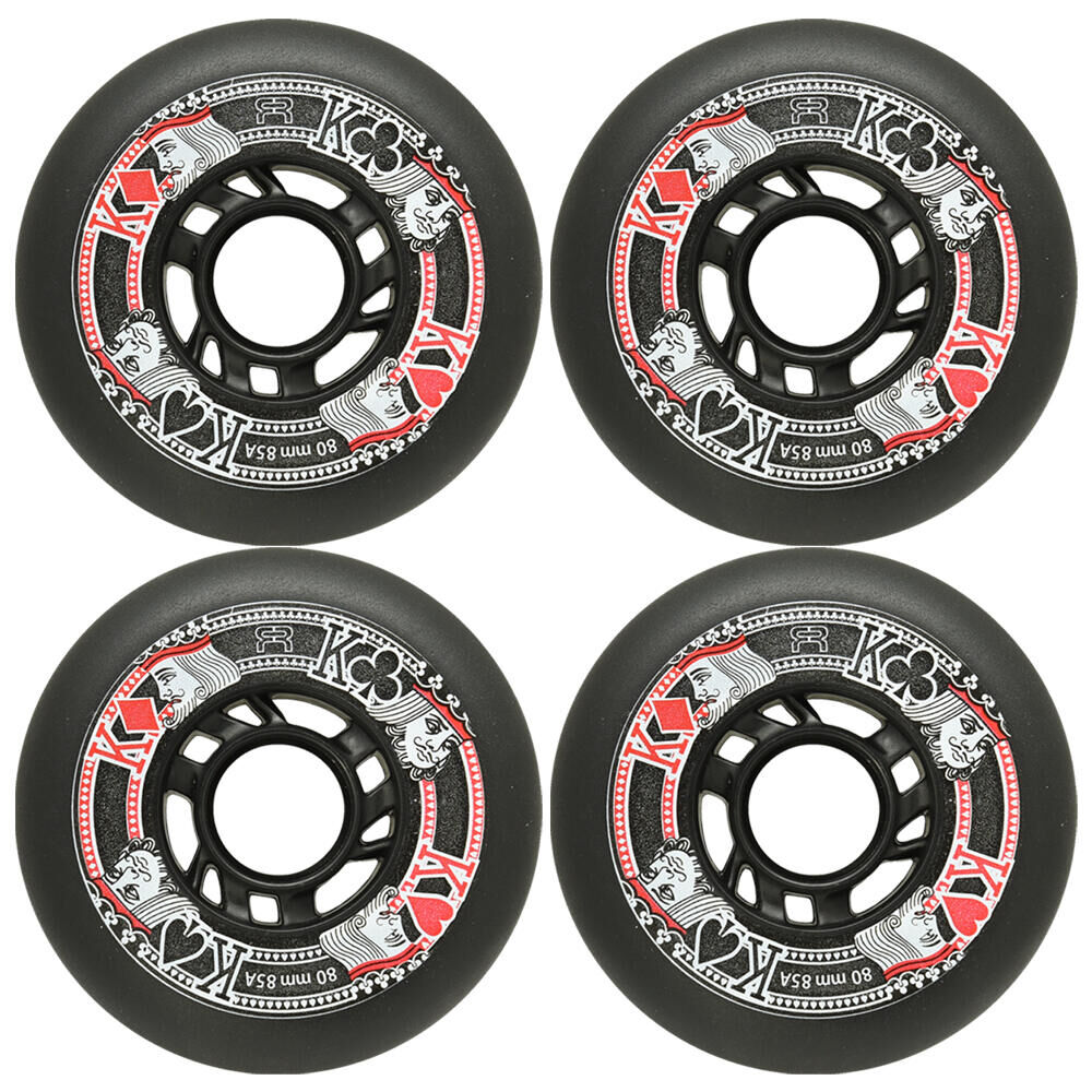 FR SKATES FR STREET KINGS INLINE SKATE WHEELS - BLACK - 76 MM 85A – SET OF 4