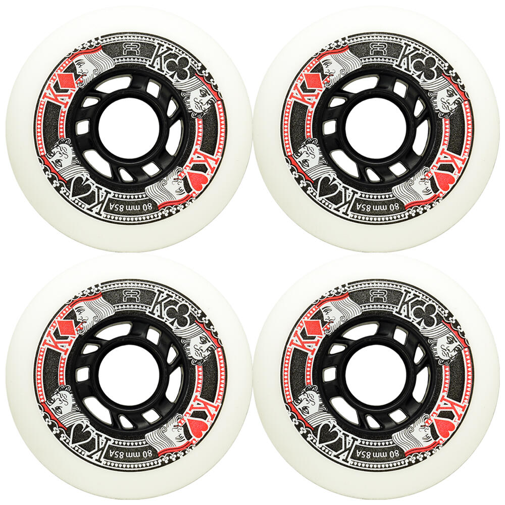 FR STREET KINGS INLINE SKATE WHEELS - WHITE - 72 MM 85A – SET OF 4 1/3