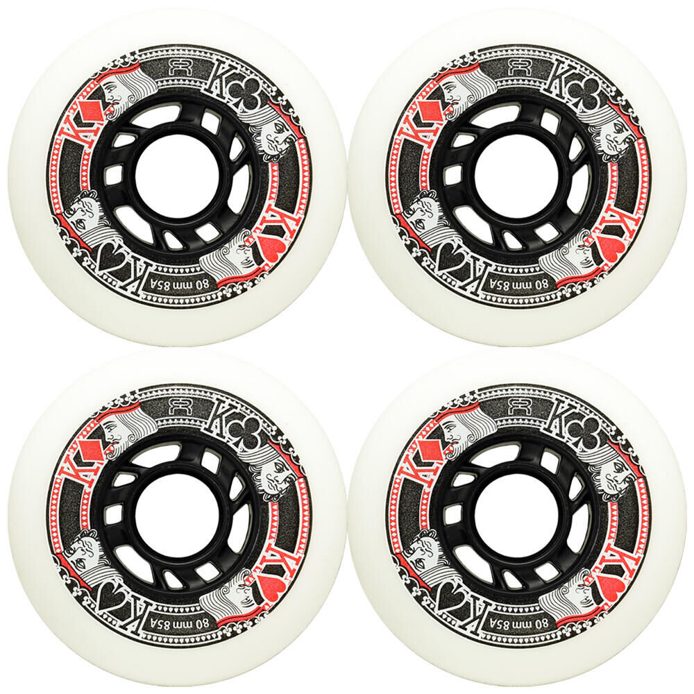 FR SKATES FR STREET KINGS INLINE SKATE WHEELS - WHITE - 76 MM 85A – SET OF 4