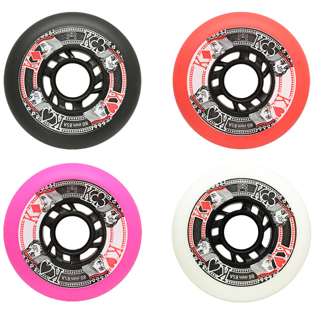 FR STREET KINGS INLINE SKATE WHEELS - BLACK - 76 MM 85A – SET OF 4 3/3
