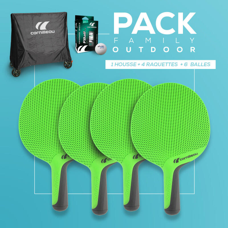 Raquettes tennis de table - Pack Famille verte adulte