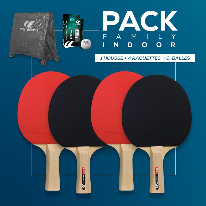 Pack familiar Indoor - Raquetas y pelotas de tenis de mesa para interior