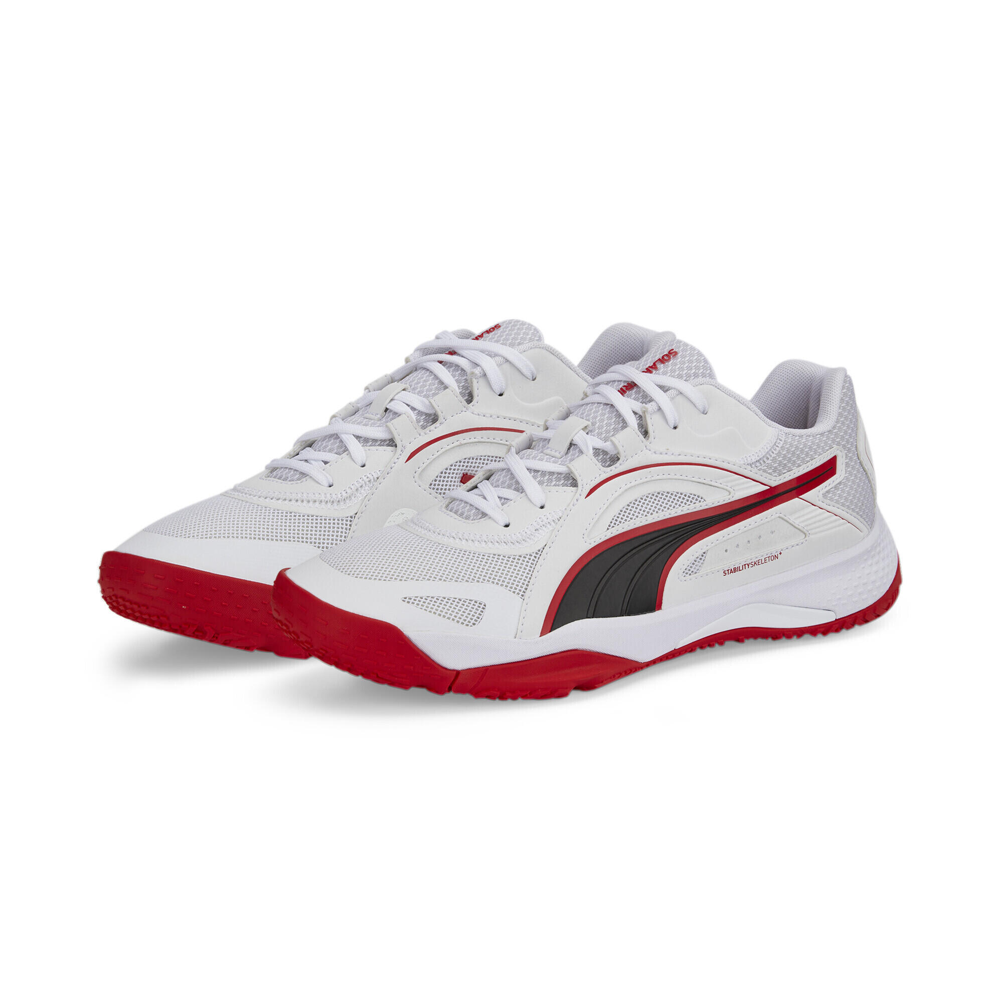 Puma - Chaussures De Sport En Salle Solarstrike Ii Puma White Black High Risk Red - Chaussures De Sport - Blanc|rouge - 43 - Decathlon