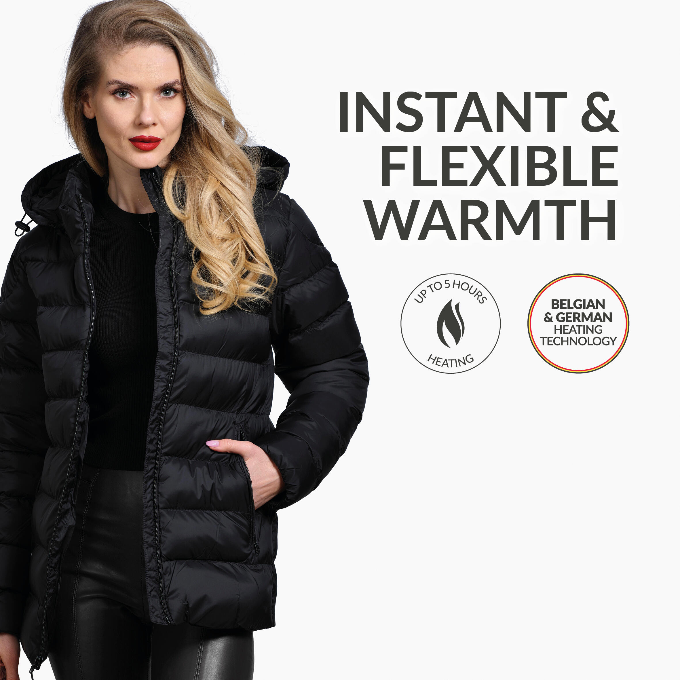 Veste matelassée avec capuche avec technologie coupe ajustée 5V 3/6