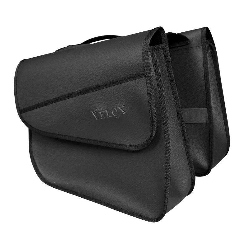 Sacoche arrière vélo double simili cuir graine fixation porte bagage Velox