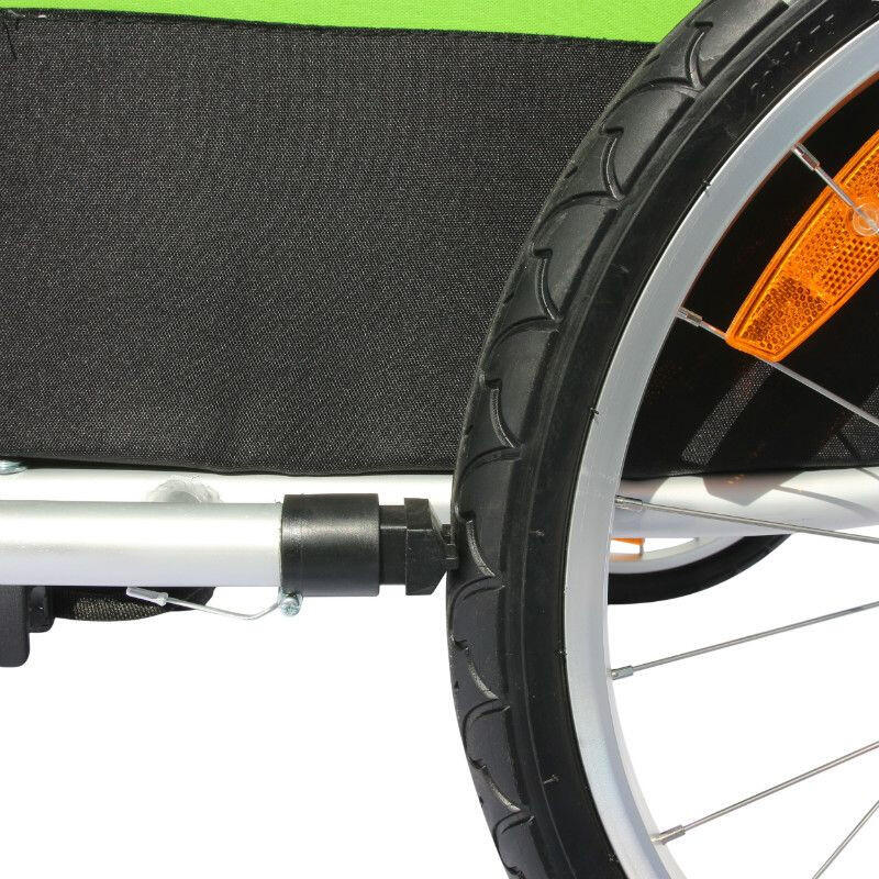 Overdekte 2-zits aluminium maxi kinderwagen fietskar met wielasbevestiging - gel