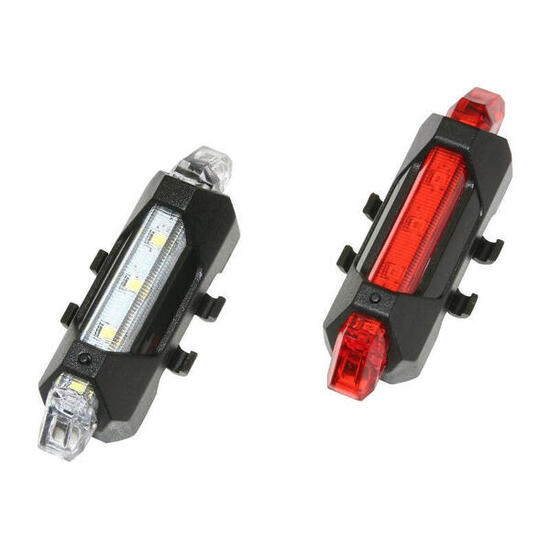 Kit d'éclairage vélo USB lens sur cintre-tige de selle 5 Leds 2 fonctions P2R