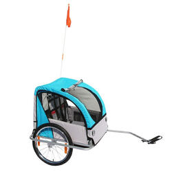 Remorque de vélo couverte 2 places maxi blocage et fixation axe de roue arrière