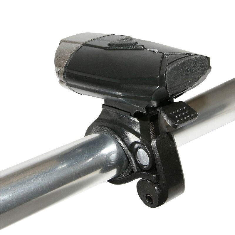 Éclairage vélo USB avant sur cintre 2 Intensites 100%-50% fixation cintre ou cas