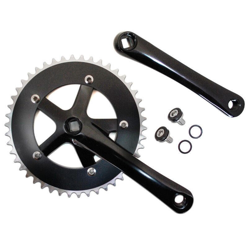 Set Pedivelle BLB Pista Vera - 165mm, 46 Denti, Corona Singola - Fixie/Pista - All Black - Foto 1