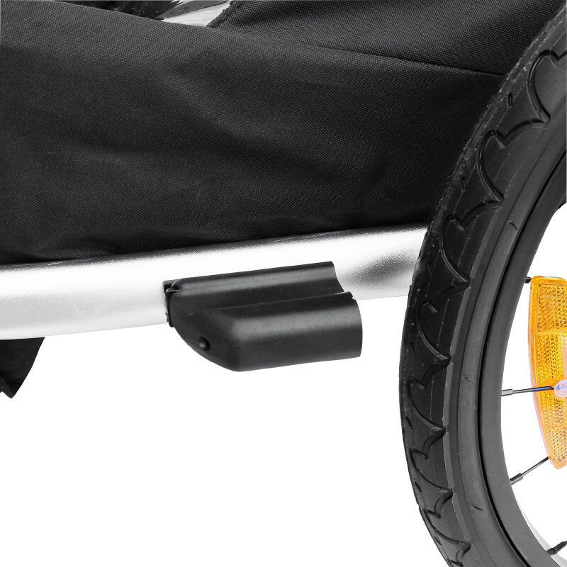 Rimorchio per bicicletta maxi passeggino in alluminio a 2 posti con attacco all'