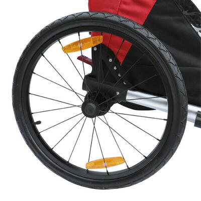 Overdekte 2-zits aluminium maxi kinderwagen fietskar met wielasbevestiging - gel