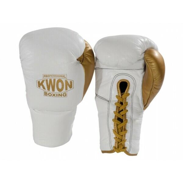 Kwon - Gants De Boxe En Cuir À Lacets Kwon Professional Boxing - Gants De Boxe - Blanc - 10 Oz - Decathlon