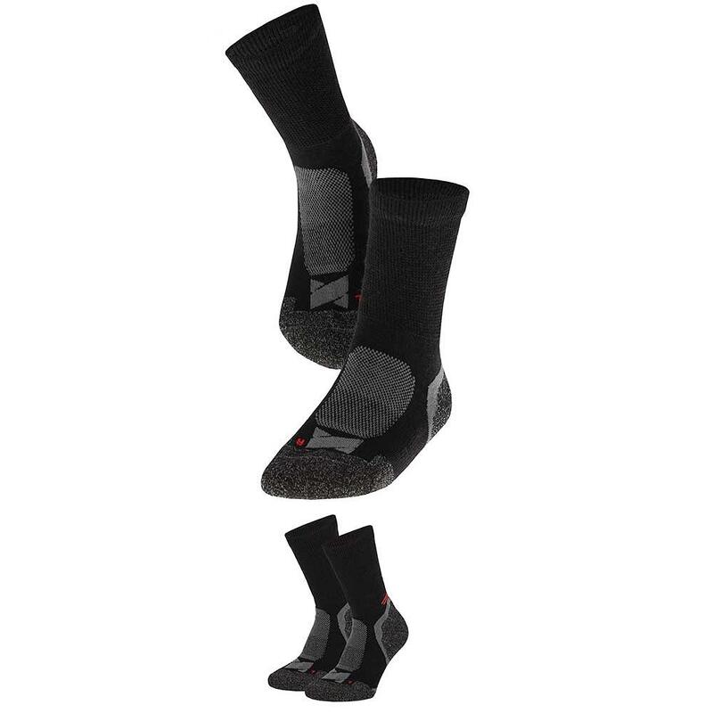 Calcetines de senderismo negros 2-pack de lana merino