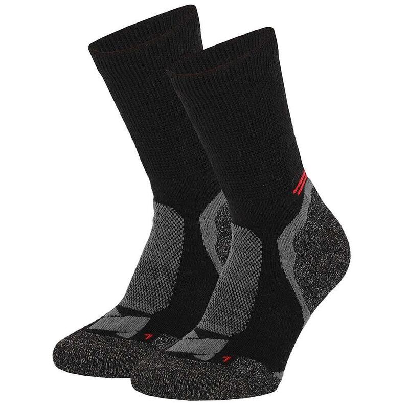Xtreme Wandern Socken Merinowolle 2er-Pack Multi Schwarz