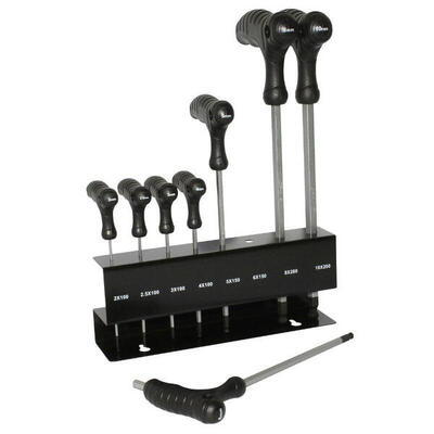 Set van 8 stuks inbussleutels t + kogelkop p2r