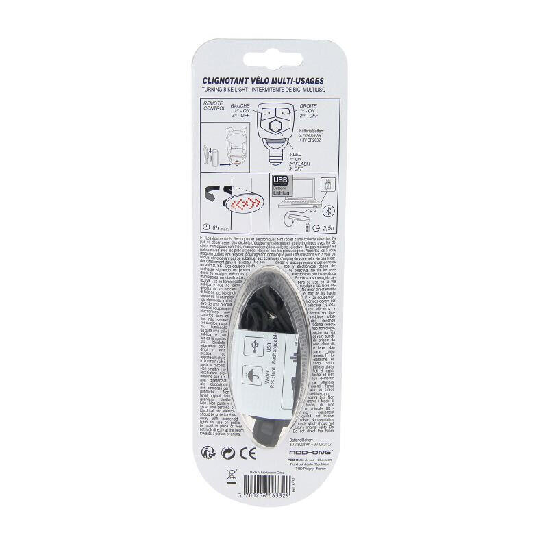 Éclairage vélo directionnel USB arrière sur tige de selle avec bouton indicateur
