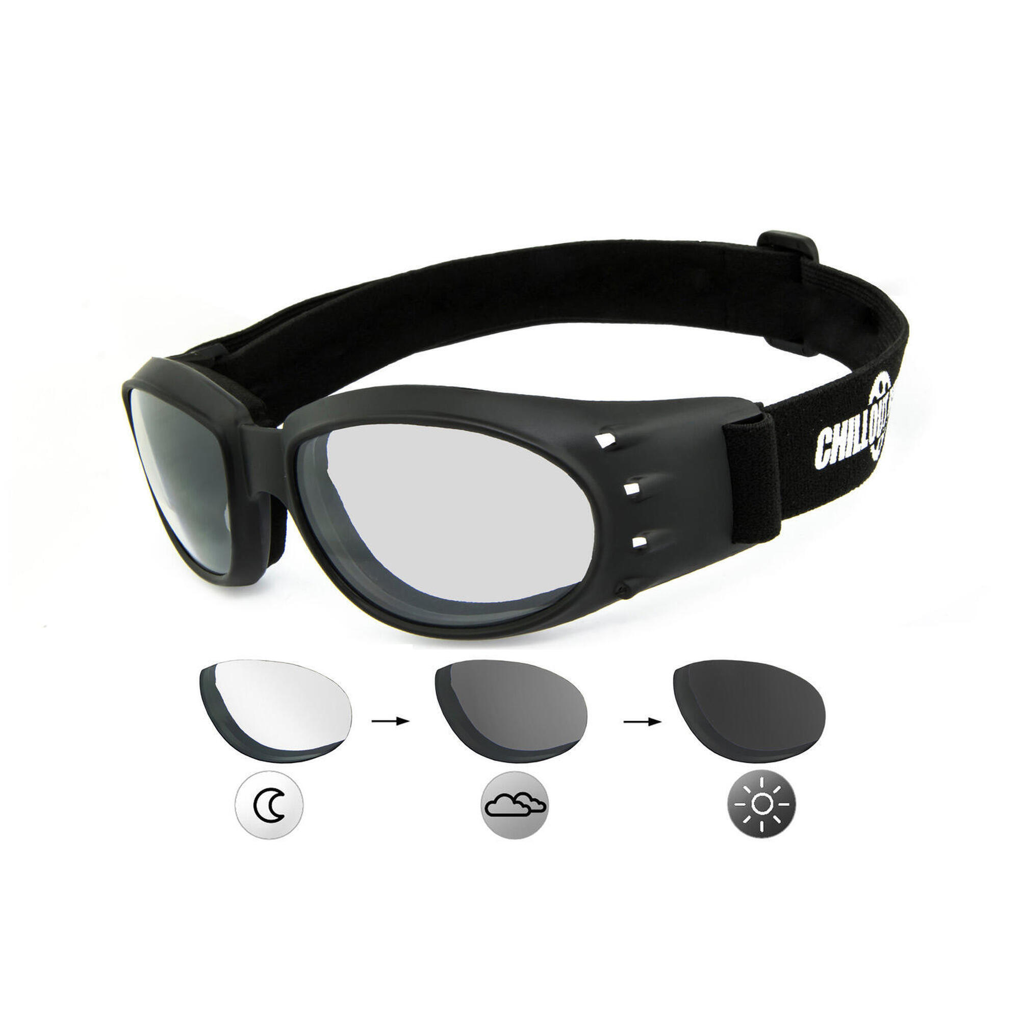 CHILLOUT RIDER Sportbrille | CR008  | Selbsttönend, Polster abnehmbar | beschlagfrei