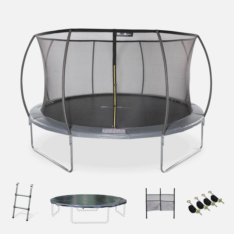 Trampolino rotondo Ø 430cm grigio - Venus Inner XXL – trampolino da giardino con