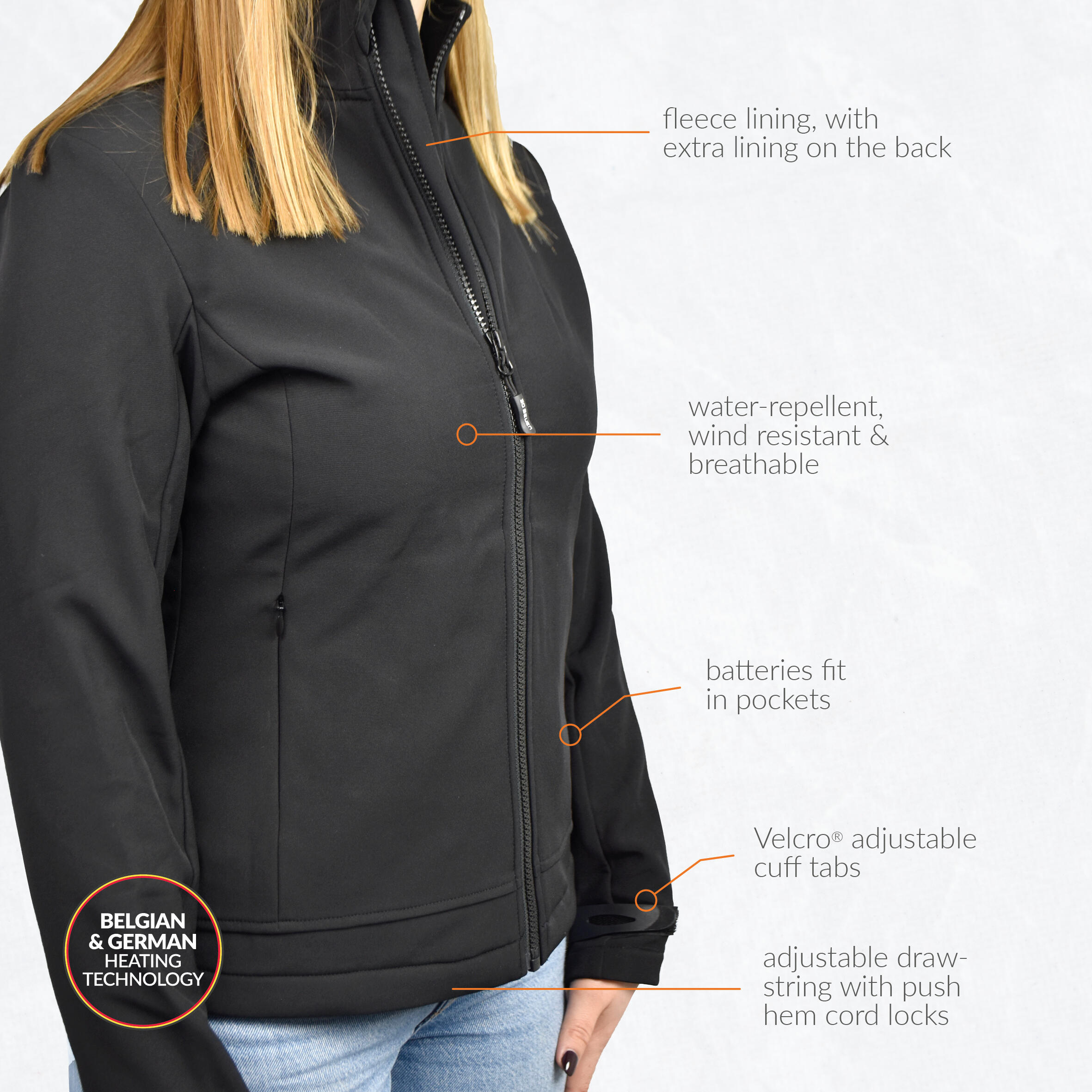 Beheizte Softshell-Jacke Slim Fit Warmem Fleece-Futter Rapid