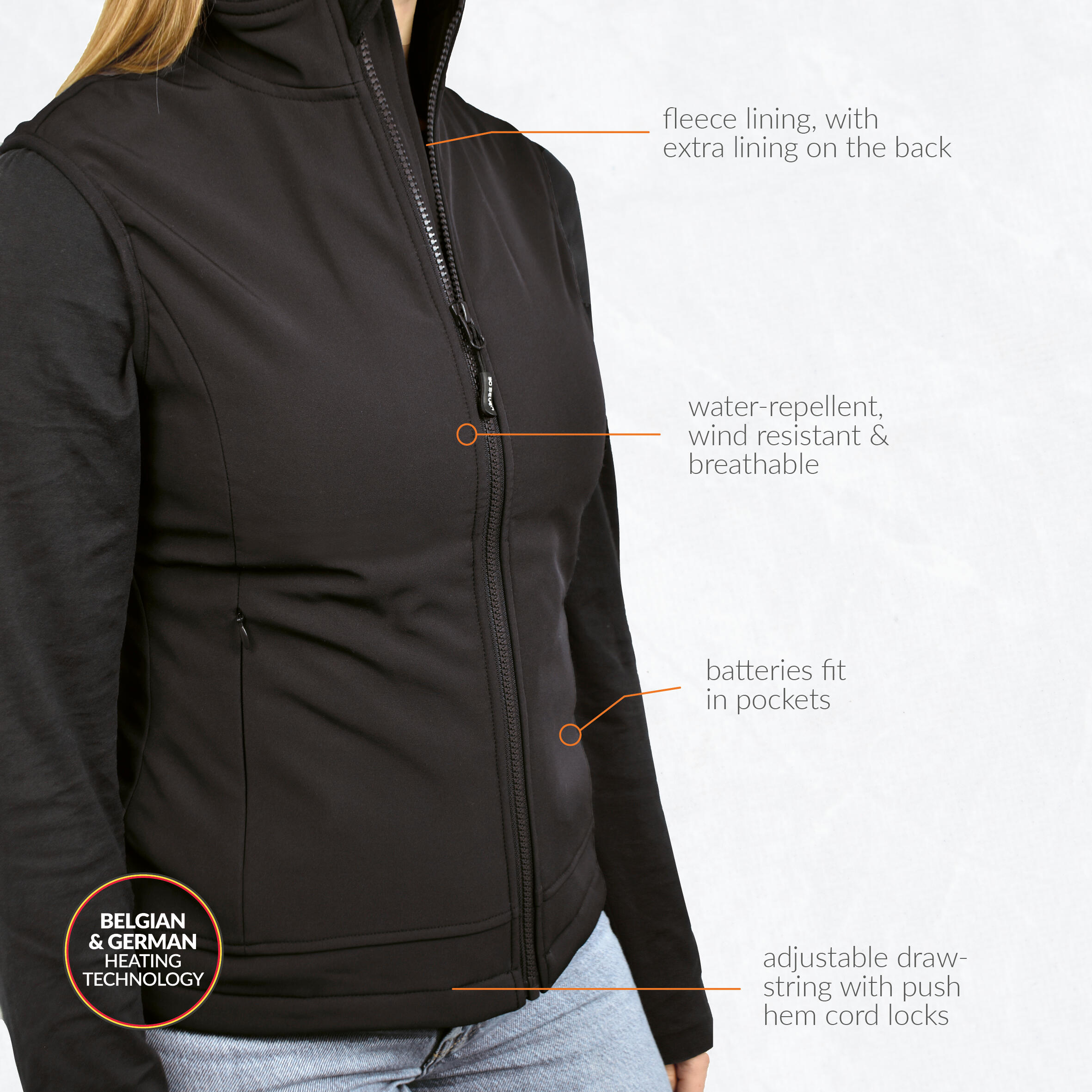 Verwarmde Softshell bodywarmer Slim Fit - Dames - Met fleece -Rapid power -Zwart 4/6