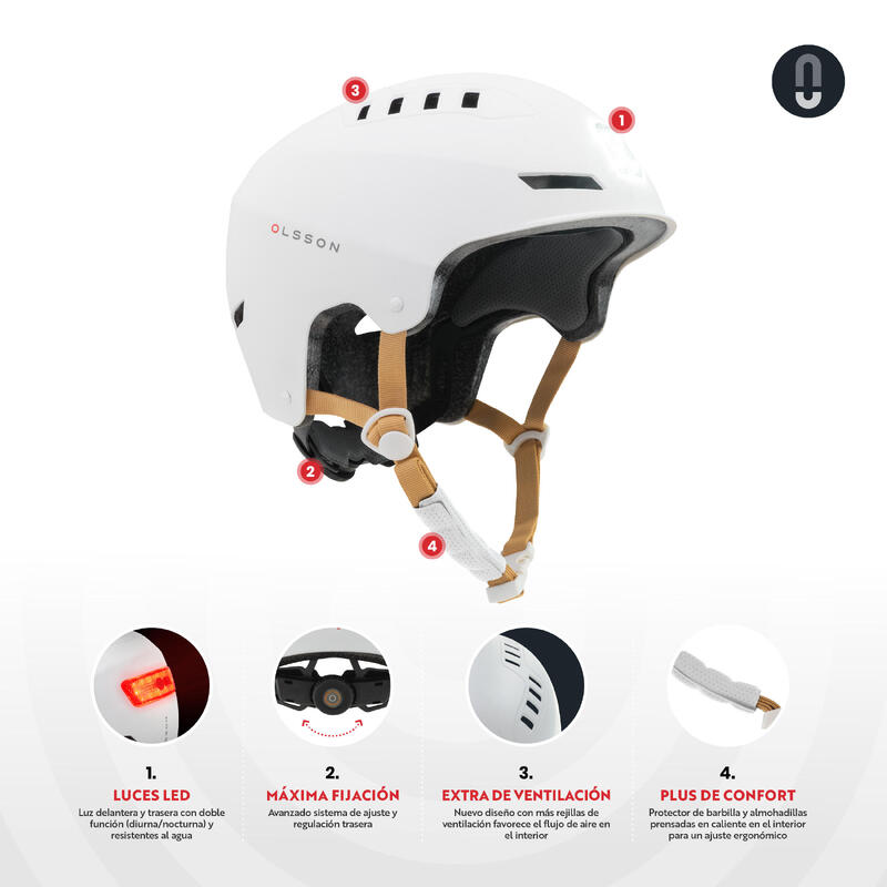 Casco Patinete eléctrico Patines y Skate Olsson and Brothers Urban Light Blanco