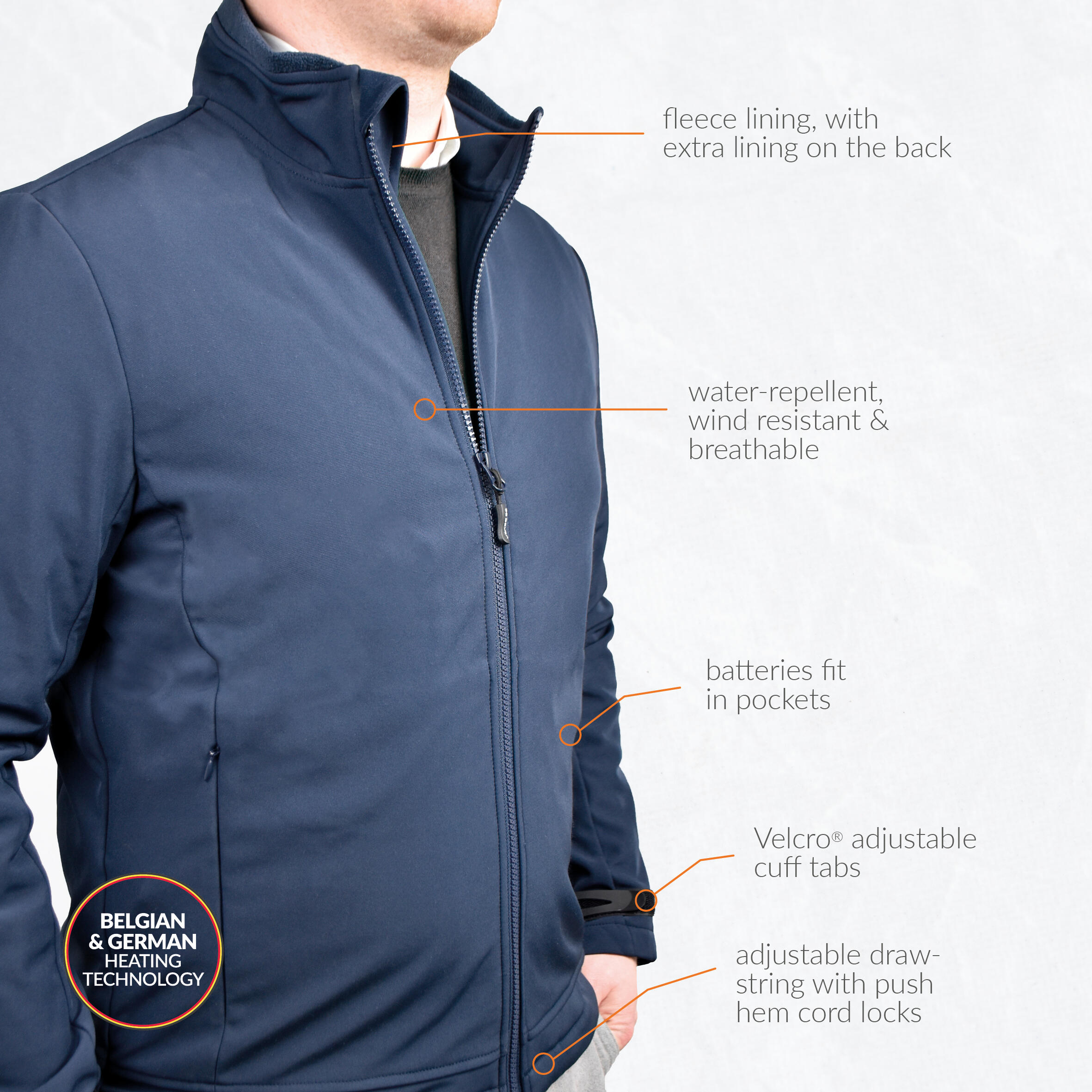 Veste Softshell chauffante Coupe Classique - Avec polaire -Bleu - Rapid batterie 3/6