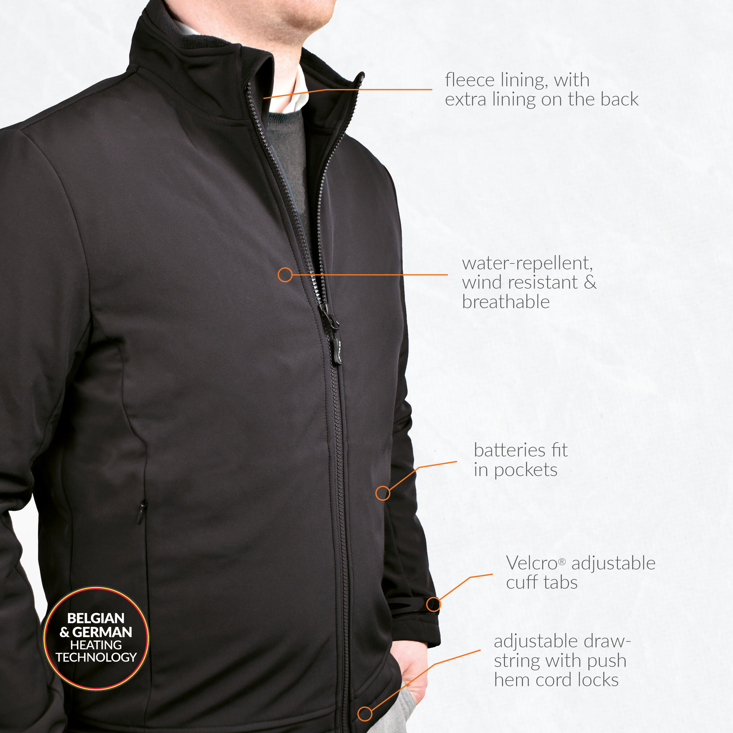 Set veste softshell chauffante coupe droite 5V 3/6