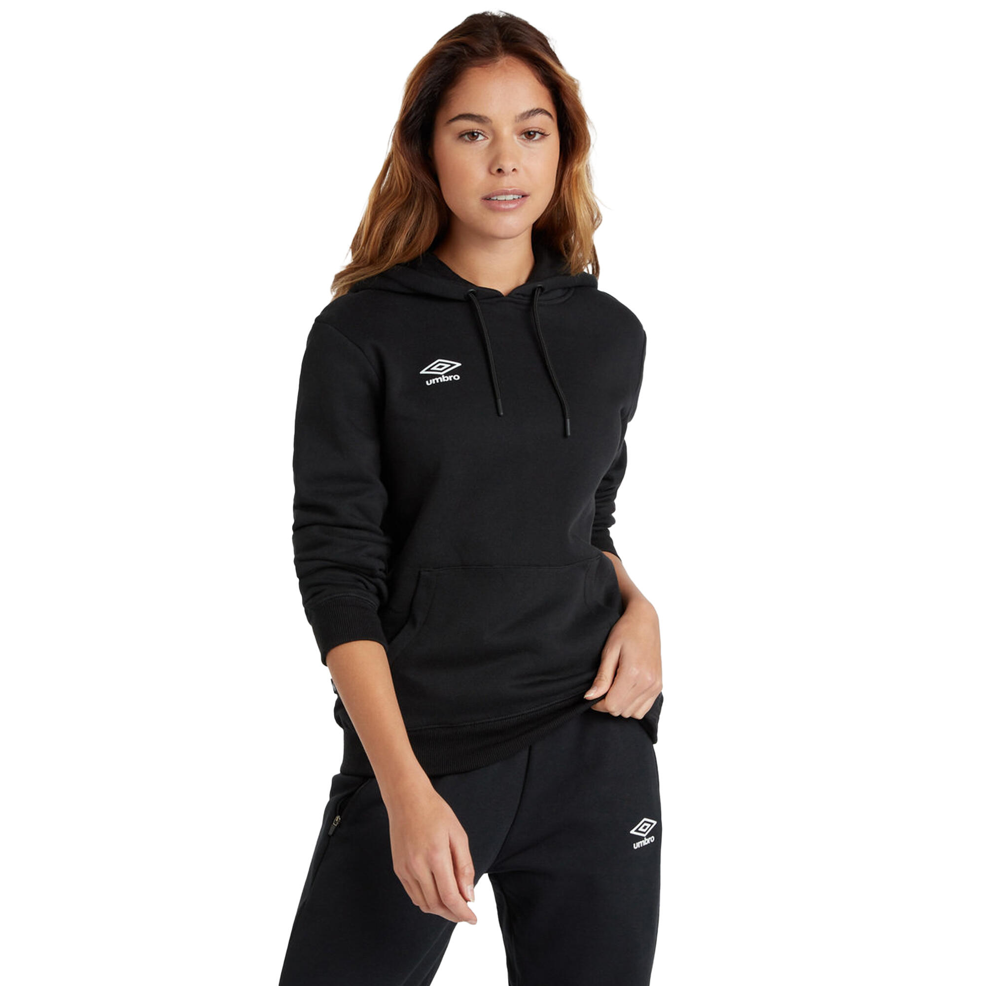 Womens/Ladies Club Leisure Hoodie (Black/White) 3/4