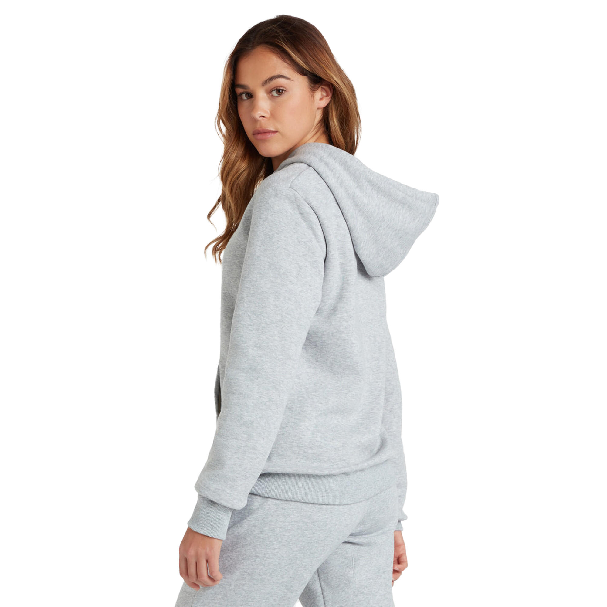 Womens/Ladies Club Leisure Hoodie (Grey Marl/White) 4/4