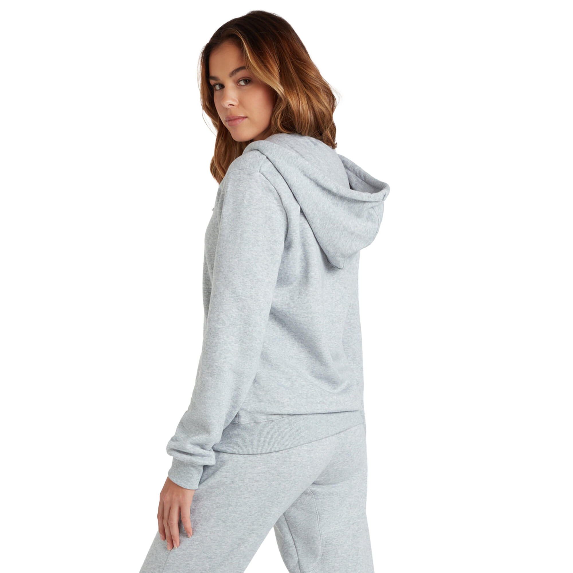 Womens/Ladies Club Leisure Full Zip Hoodie (Grey Marl/White) 4/4