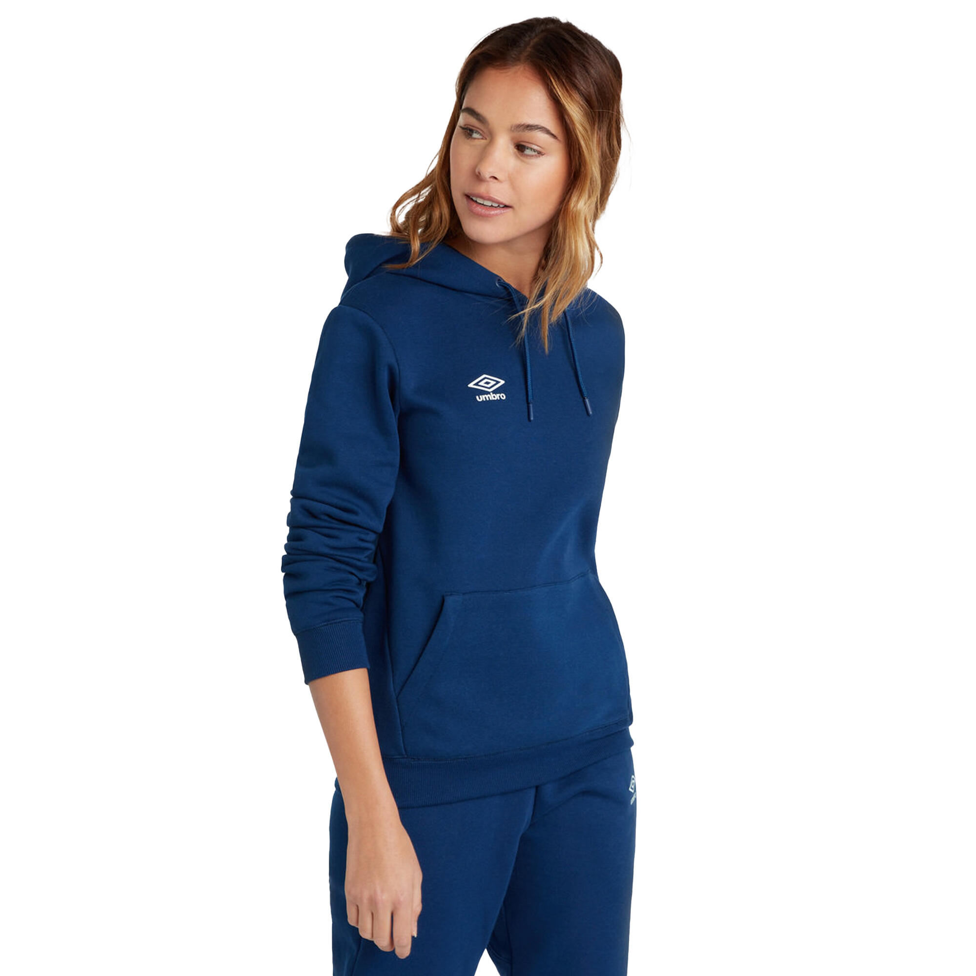 Womens/Ladies Club Leisure Hoodie (Navy/White) 3/4