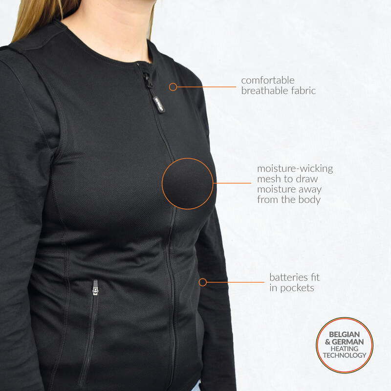 Verwarmde baselayer - Regular Fit - Unisex - Rapid battery technologie - Zwart