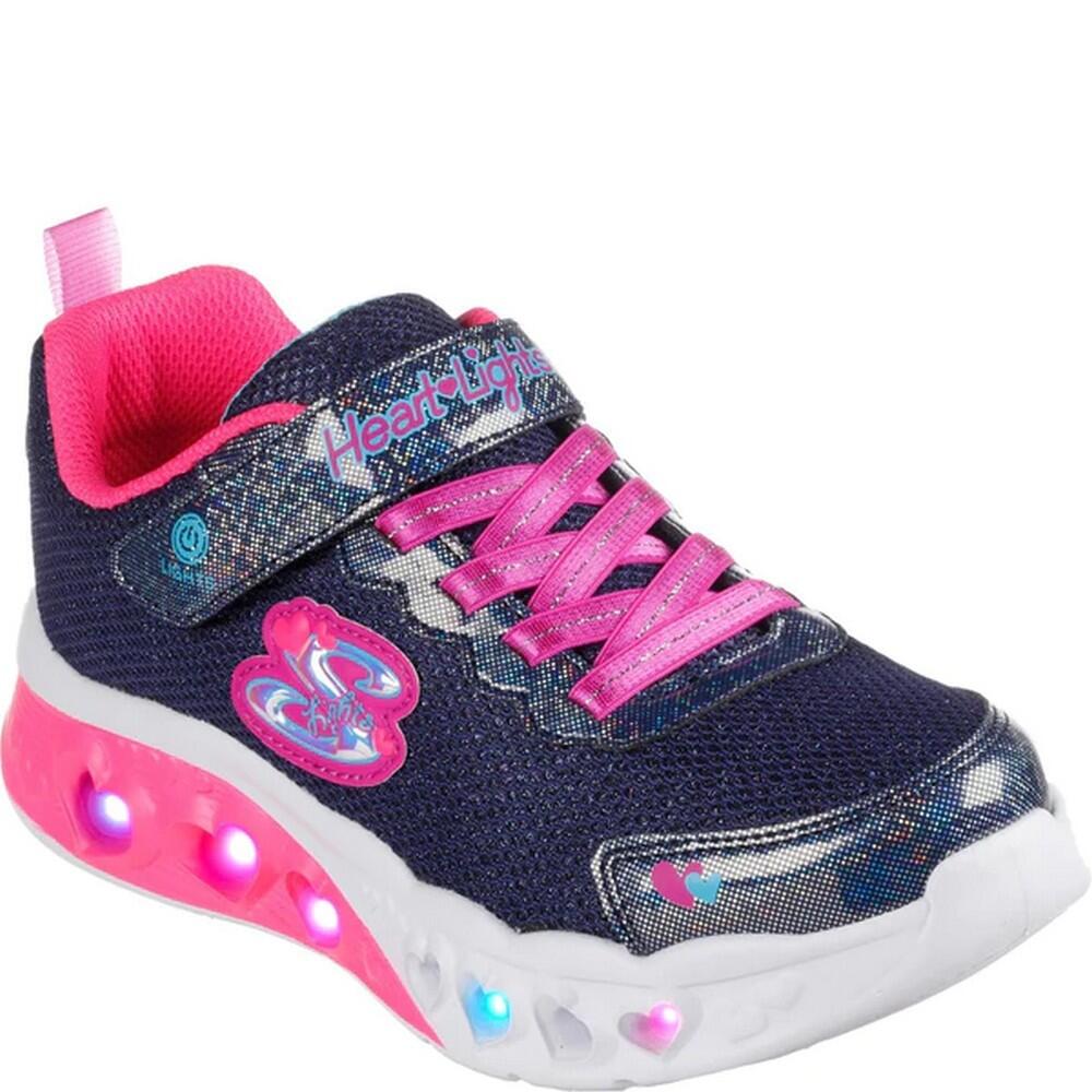 SKECHERS Girls Flutter Heart Lights Bring Sparkle Trainers (Navy/Pink)