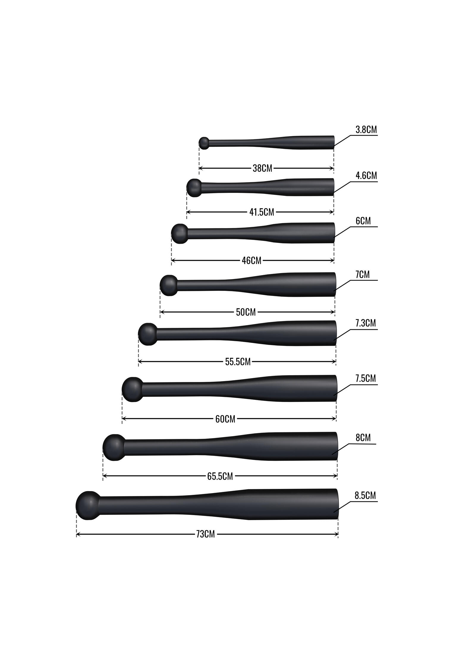Indian Clubbells - Set van 77 kg - 8 Clubbells - 2 tot 20 kg - Gietijzer - 2/7