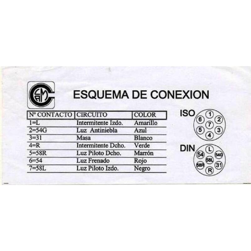 Clavija 12 V 7 polos pvc para remolque o caravana