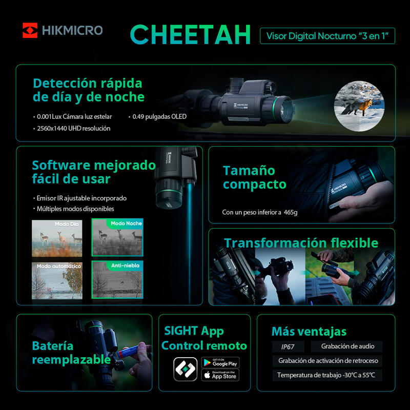 Clip-on digital nocturno  HIKMICRO Cheetah C32F-RL IR 940 nm ytelémetro