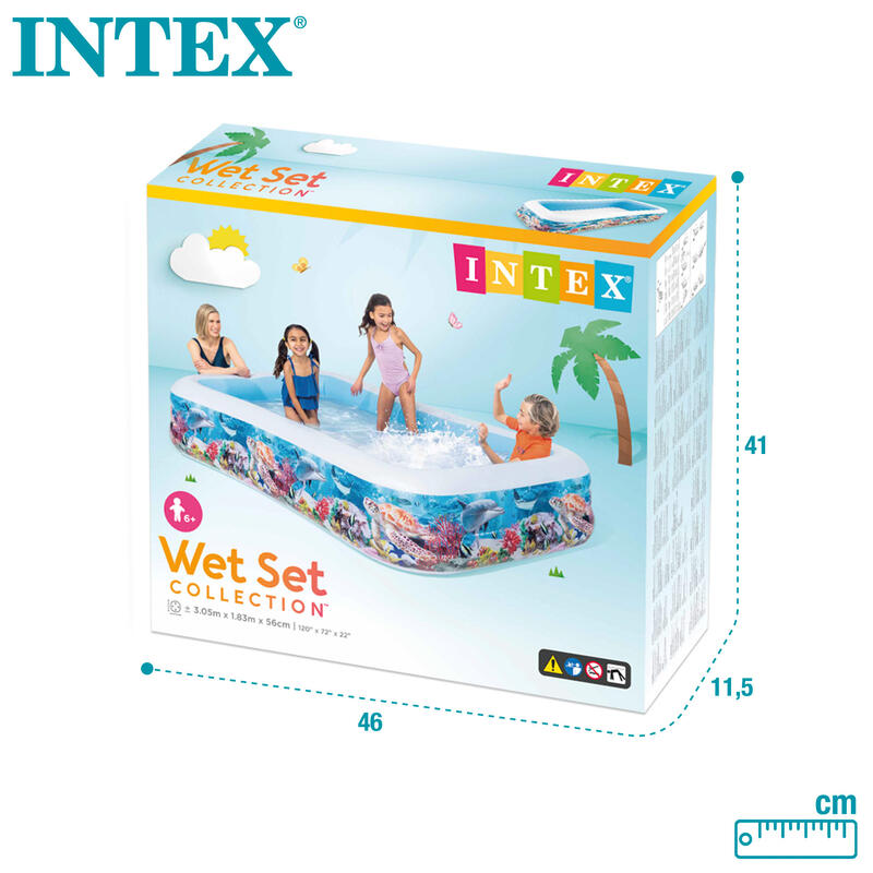 Intex 58485NP - Piscina Gonfiabile Swim Center Pesci, 305x183x56 cm