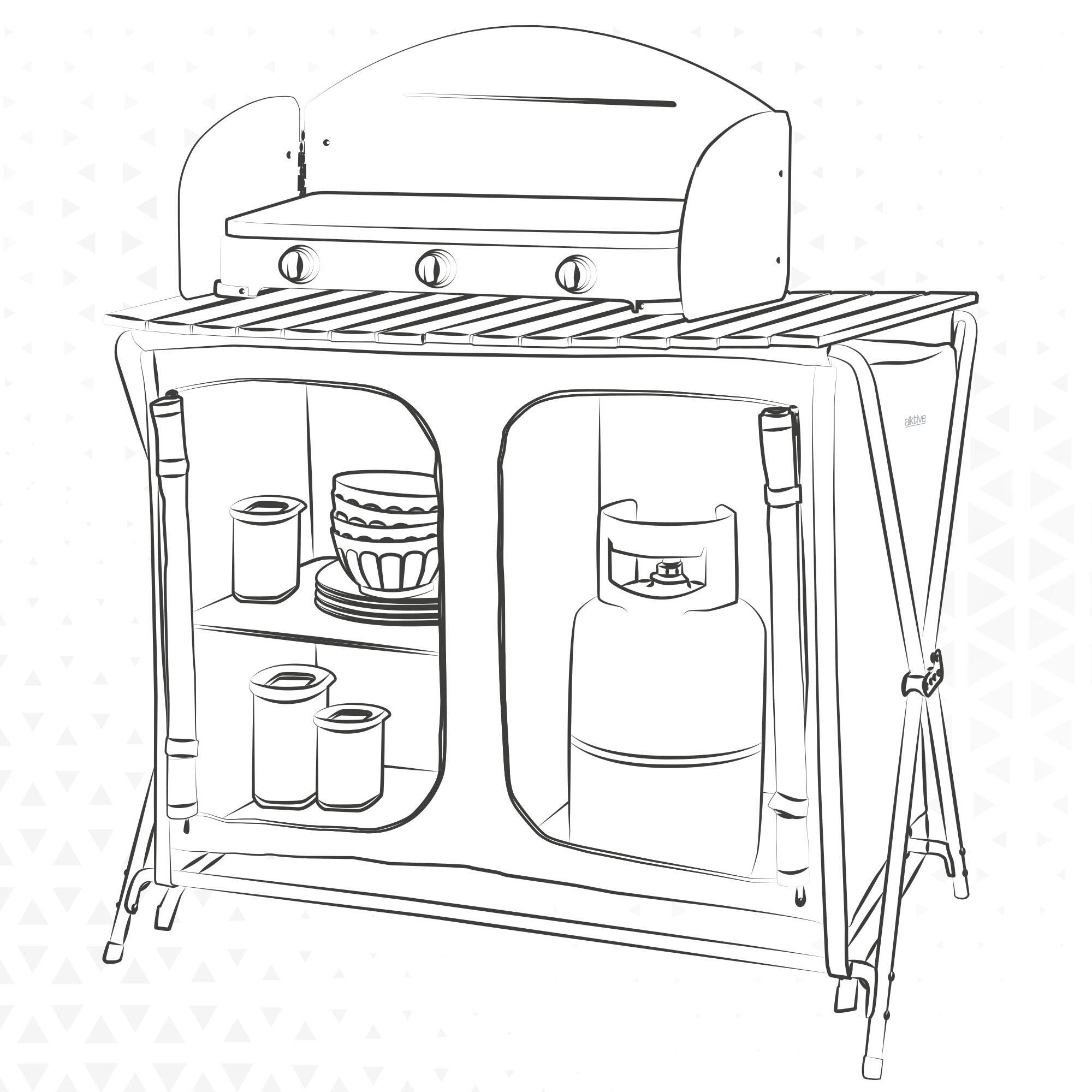 Mueble plegable cocina camping con paravientos Aktive - 88x51x81-111 cm 5/7