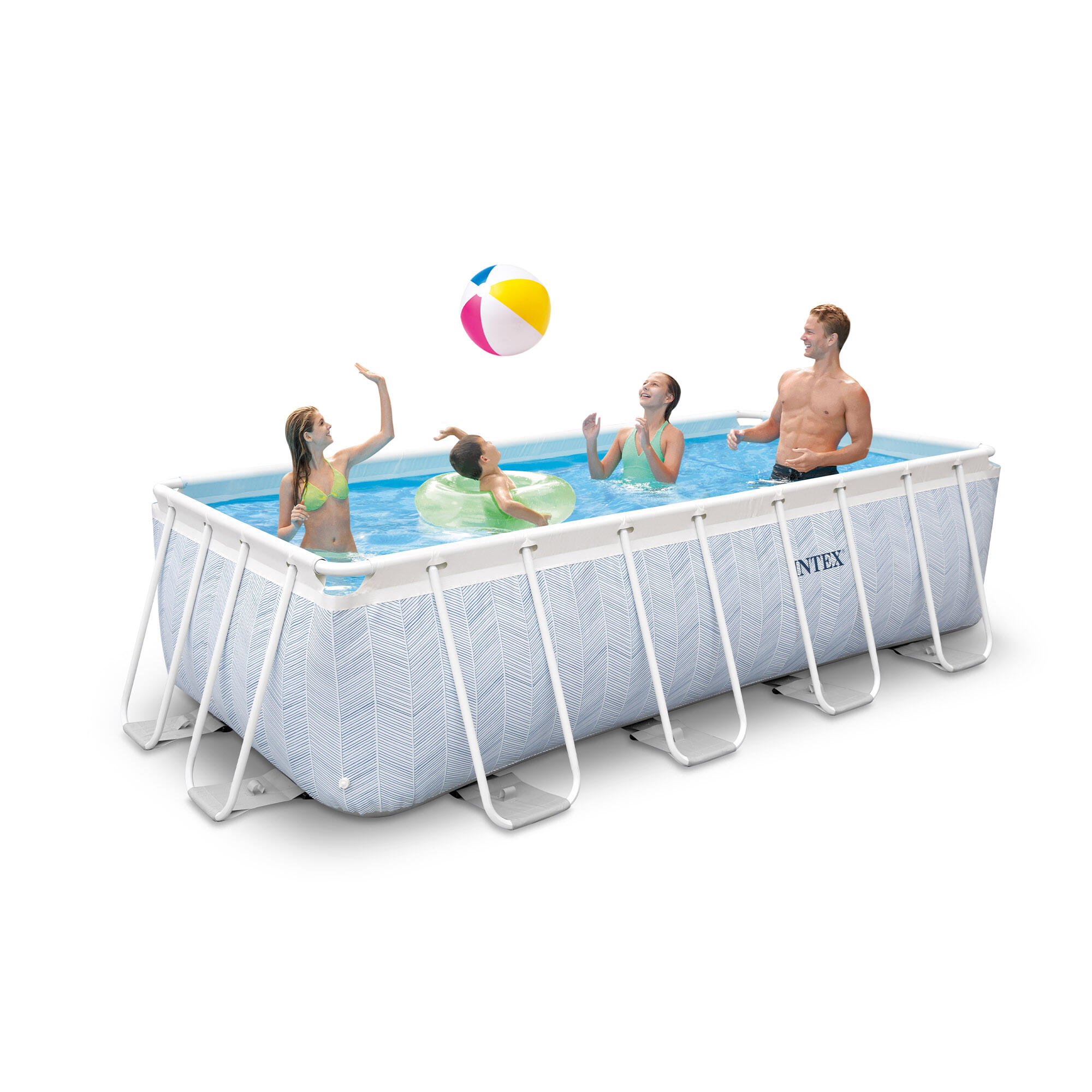 Intex - Piscine Natation - Chevron Rettangulaire Bleu - Piscine - Blanc|bleu - Taille Unique - Decathlon