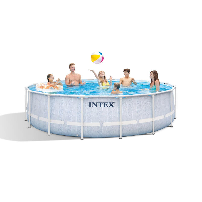 Piscina desmontable circular 19.156 L c/depuradora Chevron Prism Frame INTEX