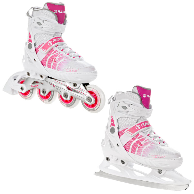 Patines Ajustables 2en1 Crystal Blanco/Rosa