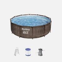 Piscine tubulaire - Opalite marron - aspect rotin, piscine ronde Ø3,6m
