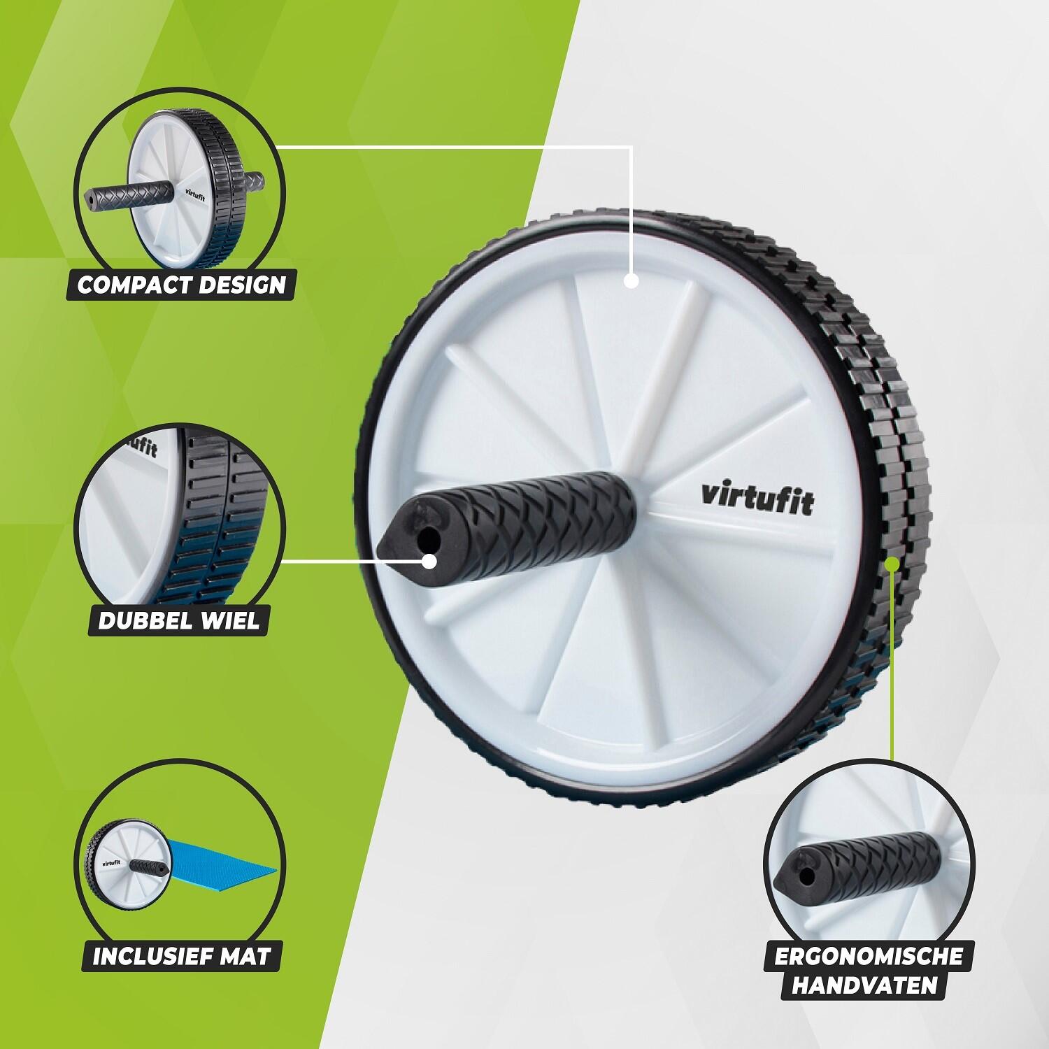Roue Abdominale AB 4 Roues Avec Tapis à Genoux - Roller Pour Abdominaux - Retour Automatique - Rouge