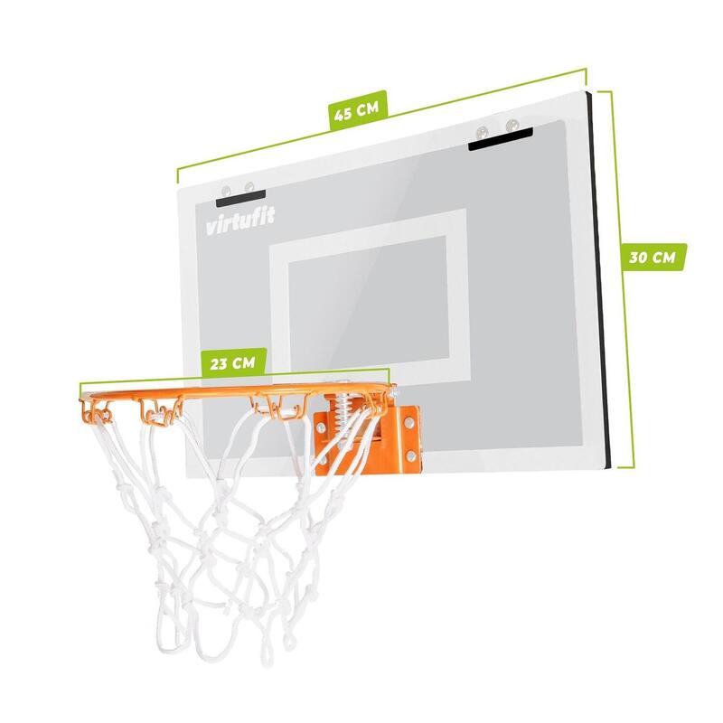 Basketbalbord - Pro Mini Basketbalbord met 2 Ballen en Pomp - Wit
